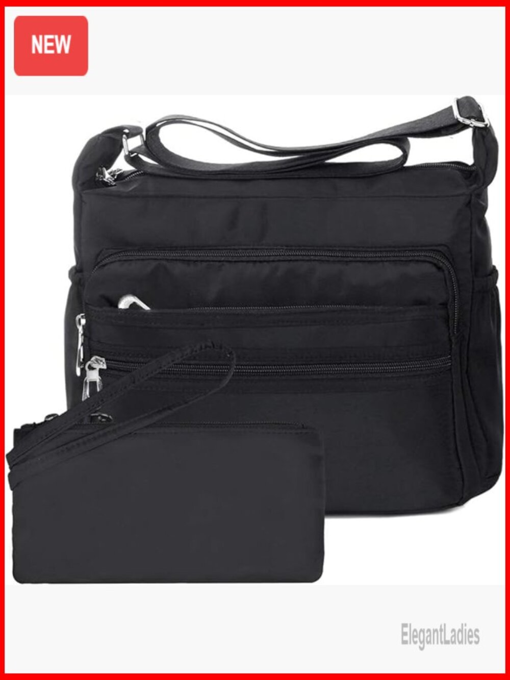 Nylon Crossbody Bag Waterproof Casual Messenger Purse Adjustable Strap Travel